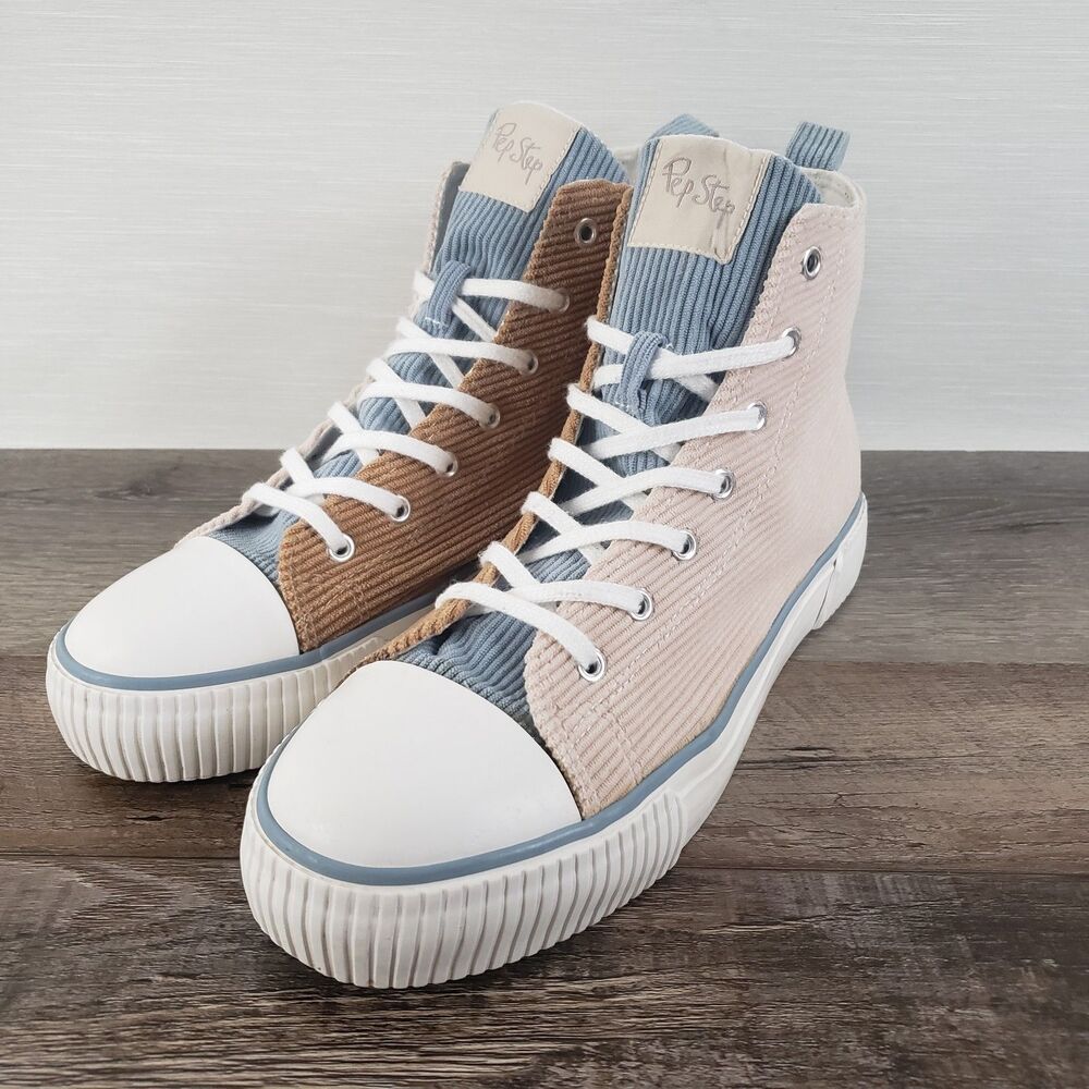 Pep Step Corduroy Shoe Womens 11 High Top Sneaker Color Block Pastel